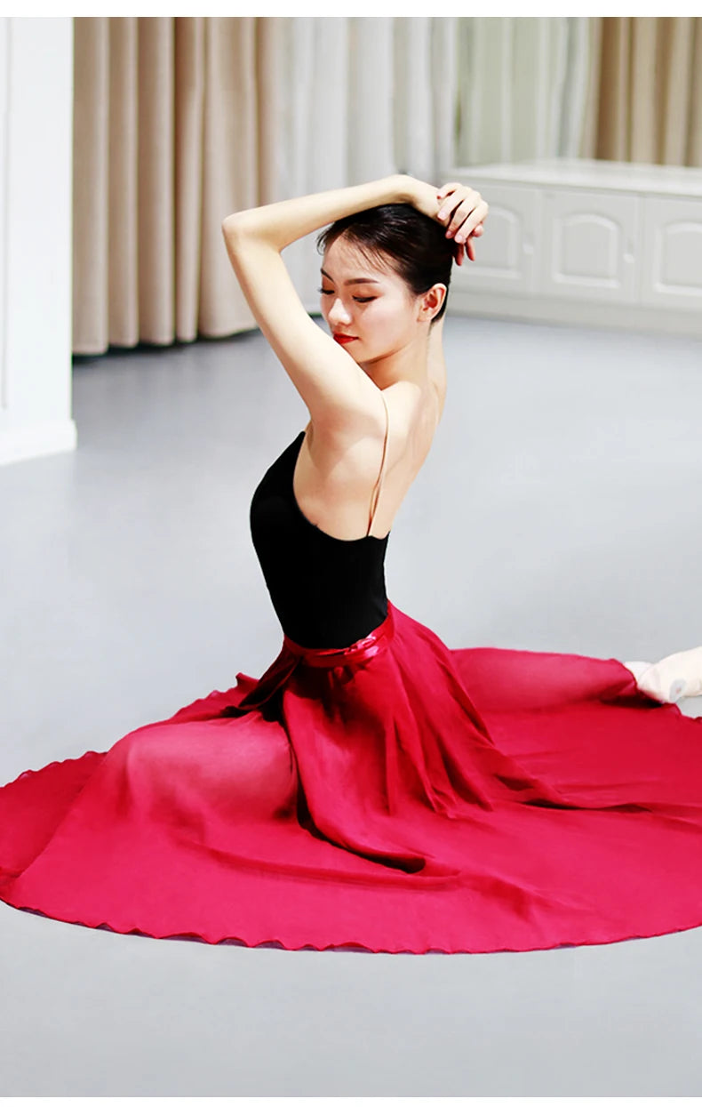 Adult Ballet Wrap Skirt for Women Soft Chiffon Dance Practice Skirt Ballet Class Performance Cover Up