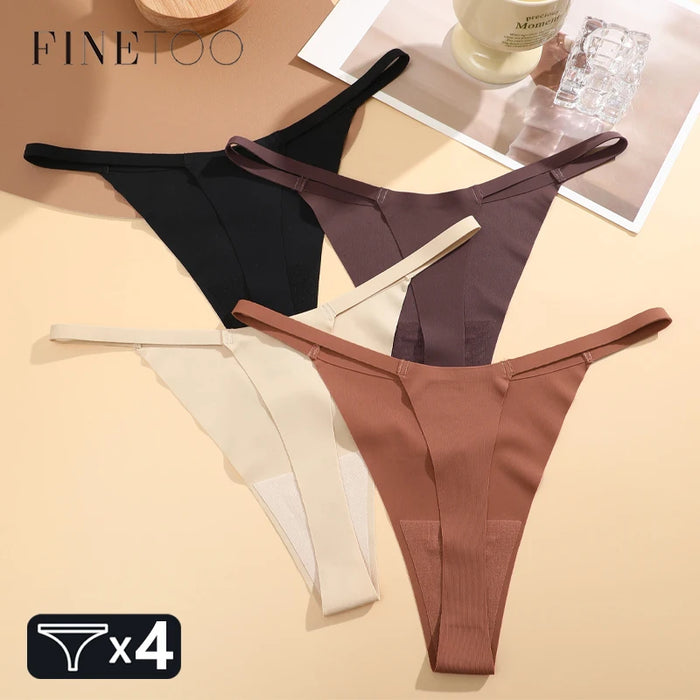 Lot de 4 culottes sans coutures ultra-fines pour femme, string sexy à ceinture fine, haute élasticité, lingerie respirante pour fille