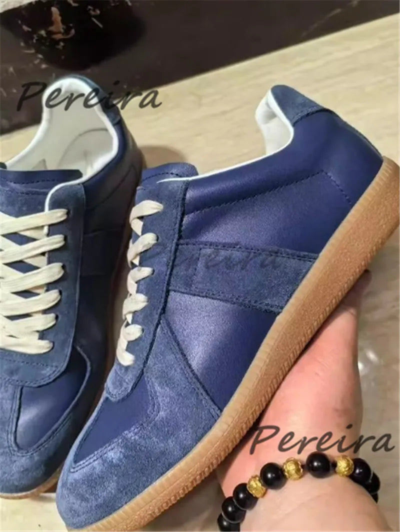 Summer Trendy Retro Men's Casual Sneakers Versatile Comfortable Patchwork Training Shoes Round Toe Lace-Up Flats Sports Shoes