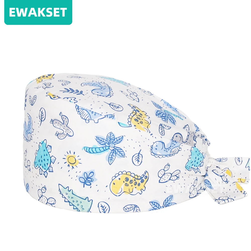 Unisex Surgical Cap Medical Working hat Animal printed Dental Beauty Salon Chef hats 100%Cotton Nurse Doctor Hospital Scrub Caps