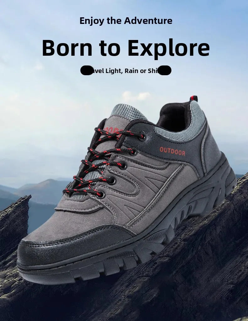 Outdoor Climbing Shoes Men's Trendy Flat Work Shoes Casual Sports Style New Model Comfortable Warmth Synthetic Leather Upgraded