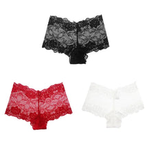 BZEL 3PCS Fashion Women's Panties Sweet Lace Female Boxers Hollow Out Sexy Lingerie Charming Underwear Soft Breathable Boyshorts