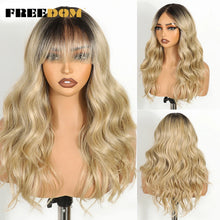 Freedom 6x4 Lace Front Wigs Ombre Brown Blonde Wavy Bangs
