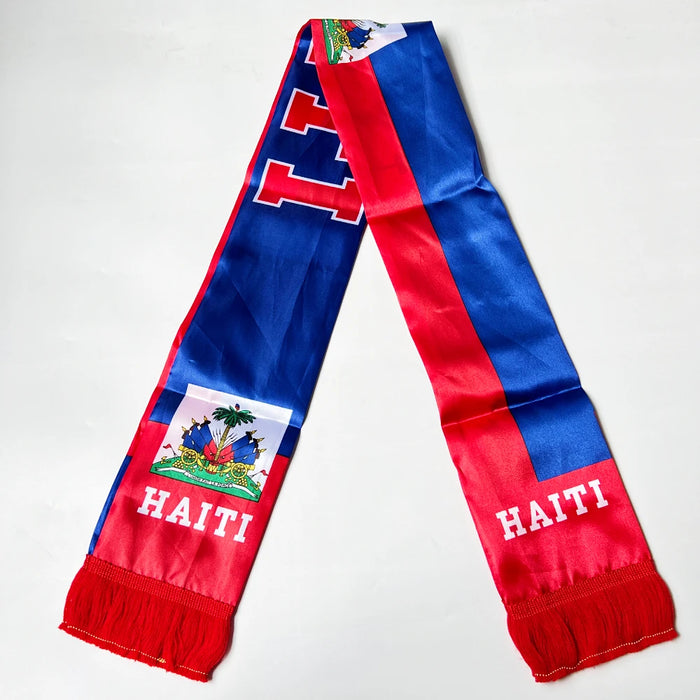 14x135cm2026Country Double Side Printing Stain Football Soccer Fans National flag Haiti Flag Scarf