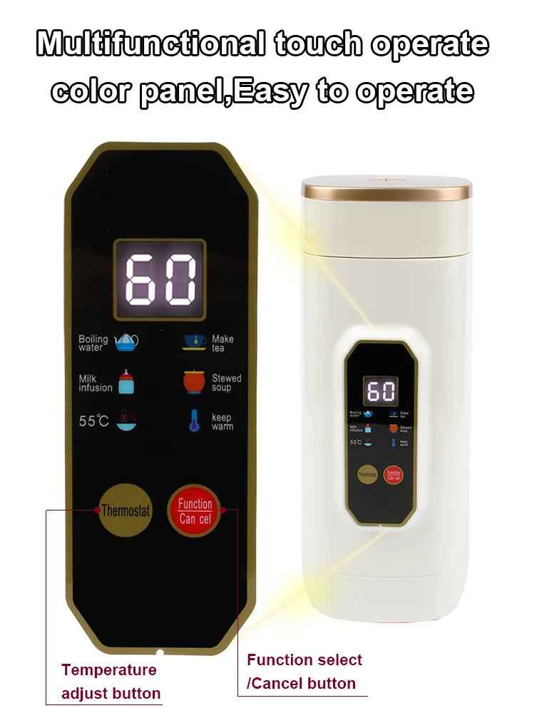 Portable Hot Water Boiler Brew Milk Tea Cup Electric Kettle Insulation Heating Temperaure Adjustable Health Pot Stew Slow Cooker