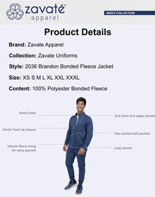 Zavate Men's Brandon Bonded Fleece Scrub Jacket Medical Uniform - 2036