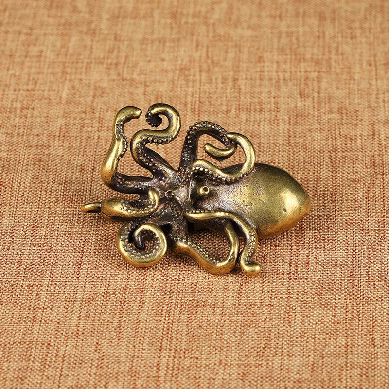 Brass Retro Octopus Cuttlefish Creative Marine Organism Office Desktop Ornament Accessories Small Tea Pet  Souvenir Gifts