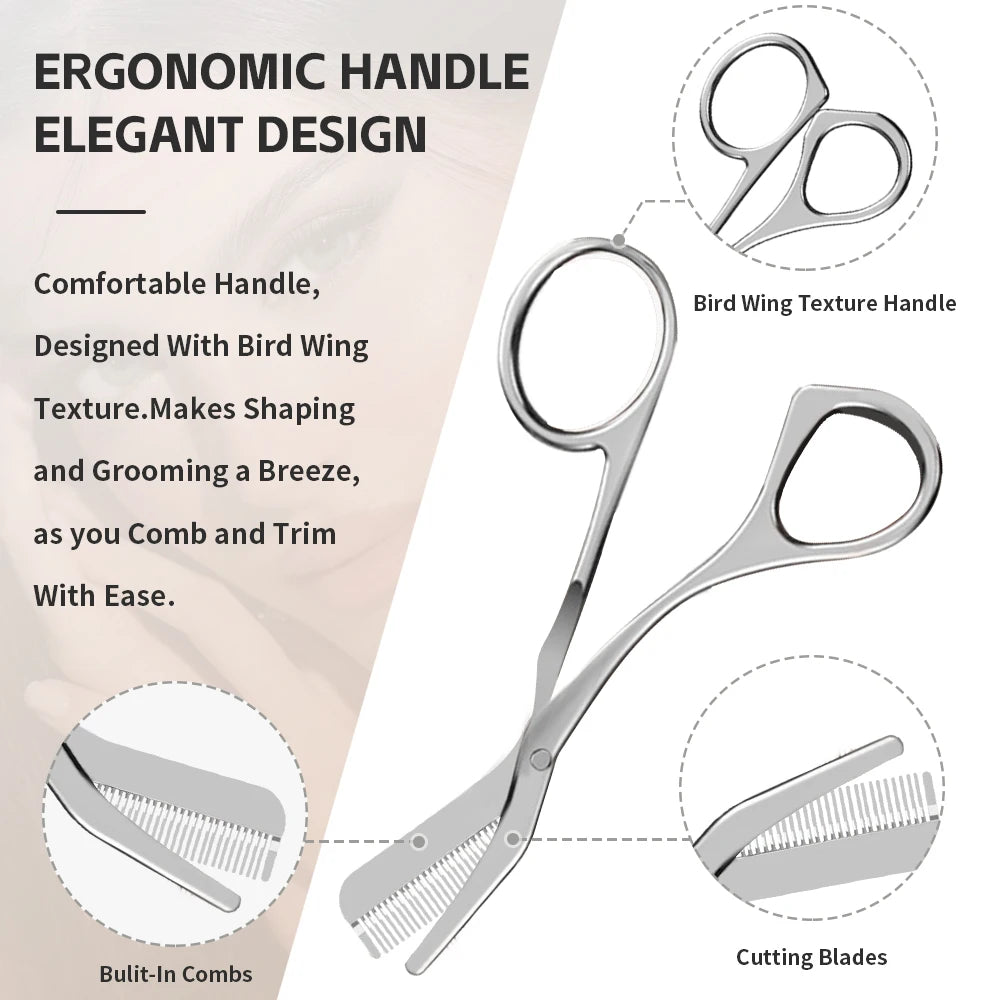 Eyebrow Trimmer Stainless Steel Makeup Tools Eyebrow Remover Machine Shaper Professional Eyebrow Trimmer Scissors with Combs