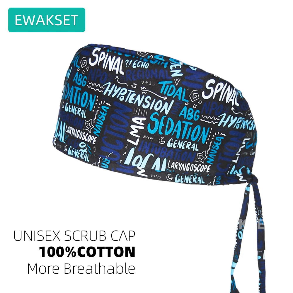 New printed scrub cap for Anesthesiologist cotton Anaesthesia medical nursing hats woman man surgical caps operating room hat
