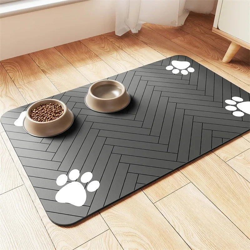 Pet Feeding Mat For Food And Water Bowl Absorbent Quick Dry Pet Placemat With Rubber Backing For Dog And Cat 3040/4050/4060 Cm