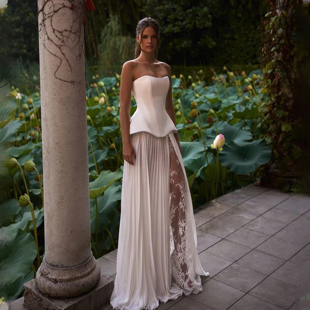Elegant Sweetheat Pleat Lace A line Wedding Dresses  Corset Brial Grown 2025 Vestido De Noival customized