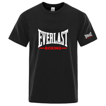 EVERLAST Boxing Logo Graphic T-Shirt Men Black Crew Neck Short Sleeve Casual Sports Training Streetwear Top