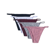 5Pcs/set Cotton Panties Women Low Waist Adjustable Metal Slider Straps Bikini Briefs Breathable No Show Ladies Daily Underwear