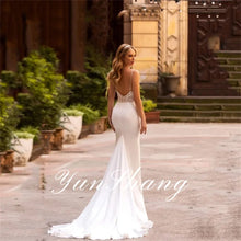 Yunshang Customized Elegant Mermaid Wedding Dress V-Neck Spaghetti Straps Open Back Lace Bridal Gown Train Vestidos De Novia