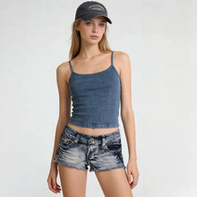 Y2K Flag Graphic Print Fashion British Style Mini Shorts Harajuku Pocket Denim Shorts Women Goth Slim Sexy Low Rise Short Pants