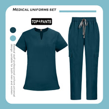 Medical Nurse Uniforms 2Pcs Clinical Nursing Top Pants Hospital Scrubs Set Women Men Surgery Clothes Dentist Overalls Work Wear