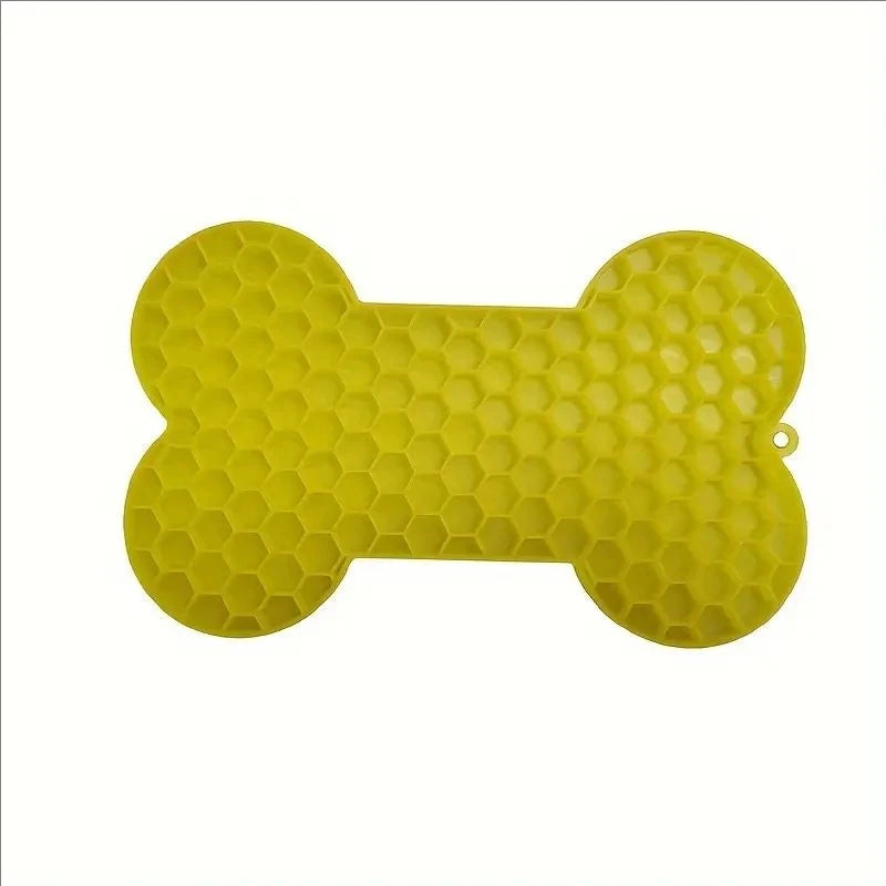 Bone Shape Silicone Licking Pad Pet Dog Peanut Butter Slow Food Bowl Eating for Cats Dogs Feeder Feeding Lickmat