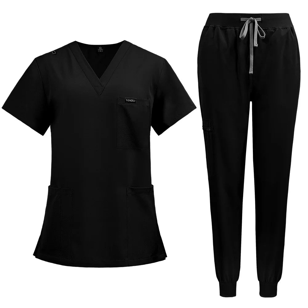 Unisex short sleeved surgical scrub set, skin care and operating room medical staff uniforms, isolation gowns