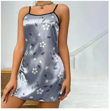 Women Nightwear Home Clothes Sexy Black Floral Printing Nightdress Sleepwear Nightshirts Silk Sleepshirts Nightgowns For Woman