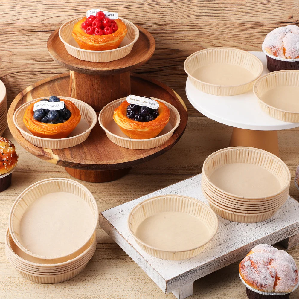 100Pcs Mini Tart Pans for Baking Round Bottom Small Pie Baking Pans Oven Microwave Safe Baking Cups home Kitchen Pastry Supplies