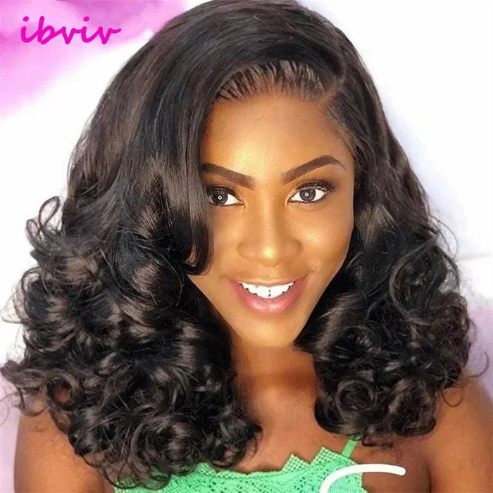 Perruque lace front 13x4 HD 100% cheveux vierges indiens bruts, ondulations rebondies, couleur naturelle, 18 pouces, prête à porter, style ombré bouclé, sans colle.