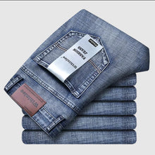 2026 New Business Men's Jeans Casual Straight Stretch Fashion Classic Blue Black Work Denim Pant Trousers Male  Clothing