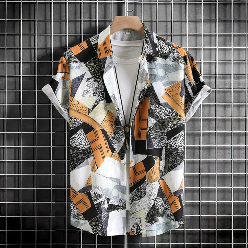 Simple Men'S Shirt 3d Printed Retro Fashion Top Loose Oversized Wear Every Day Casual Short Sleeved Shirt Comfort Men'S Clothing