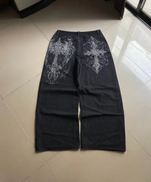 Y2K Fashion New American Oversize Print Washed Baggy Jeans Women Harajuku Hip Hop Popular Casual Joker Wide-leg Pants