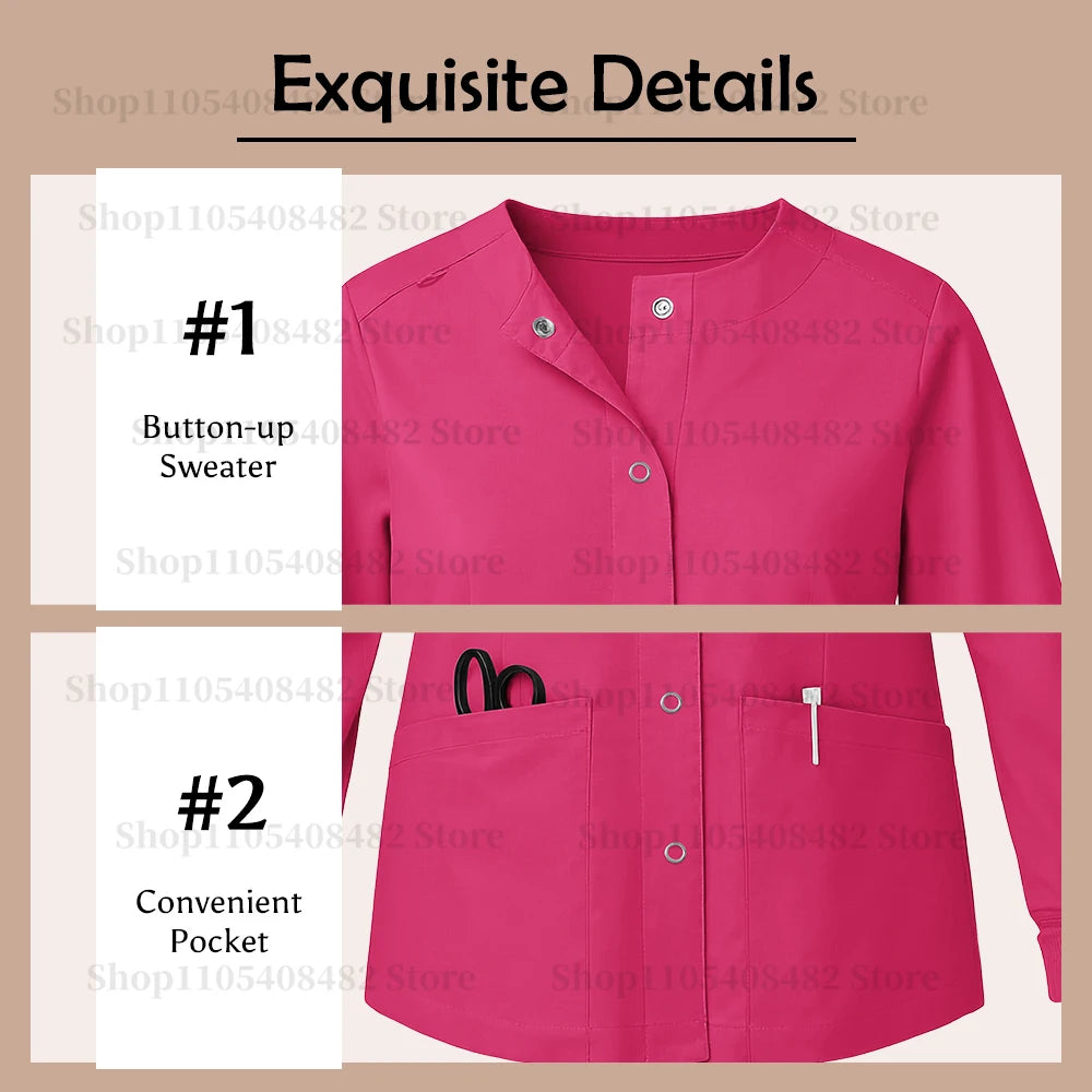 Women Men's Coat Medical Surgical Work Jacket Hospital Uniform Dentist Clinic Outwear Pharmacy Pet Shop Work  Nurse Uniform