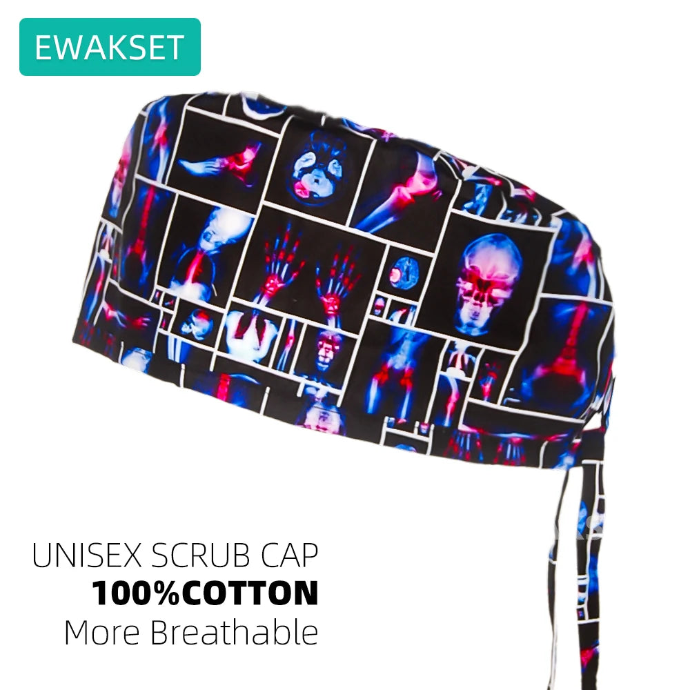 Cotton Unisex Scrub Cap with Sweatband Adjustable Surgical Cap for Women Men Doctor Nurse Clinic Hospital orthopedics Hat