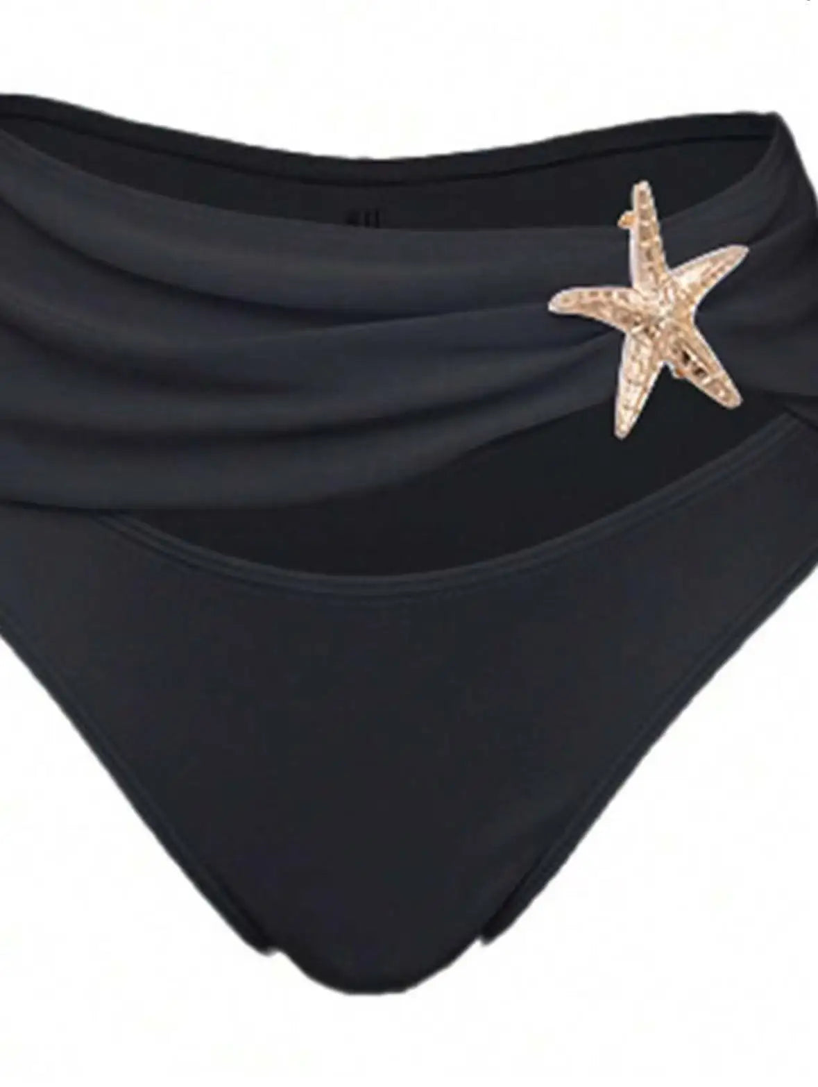 Women's Sexy Bikini Set Beachwear Metallic Starfish Bikini Folds Long Skirts Three Piece Sets Hot Girl Vacation Style Swimsuit