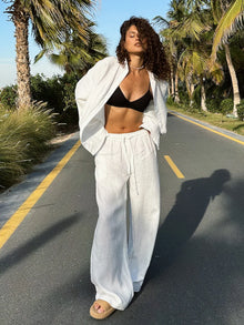 Casual Lapel Shirt Pants Suits Fashion Single Breasted Blouses Elastic Waist Pants 2026 Spring Sets Woman 2 Piece Loose Outfits