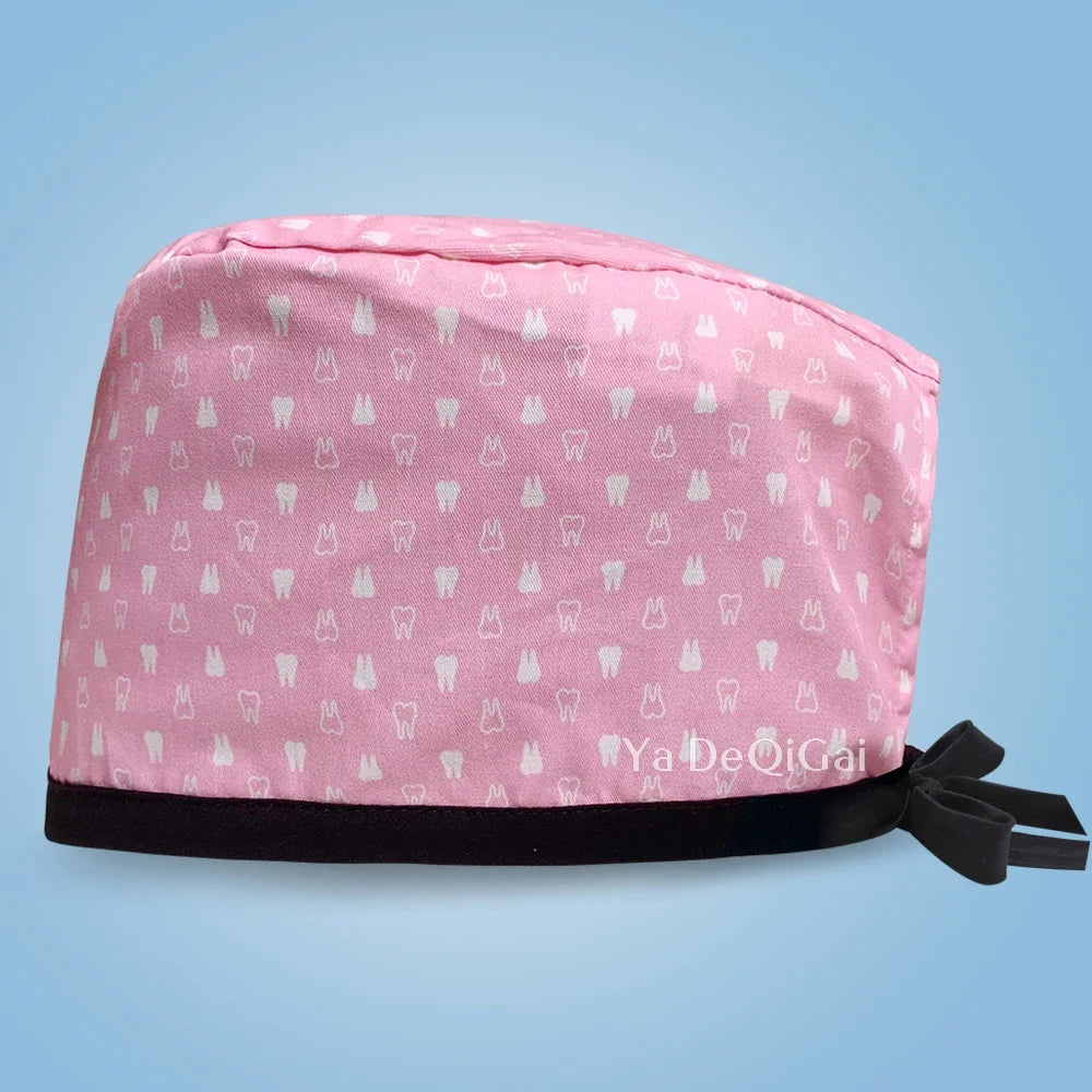 Cartoon Print Medical Scrub Hat Hospital Doctor Work Caps Health Worker Scrub Cap Pet Clinic Nurse Beautician Nursing Scrubs Hat