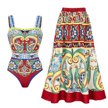 2024 Vintage Printed One Piece Swimsuit Women Beachwear