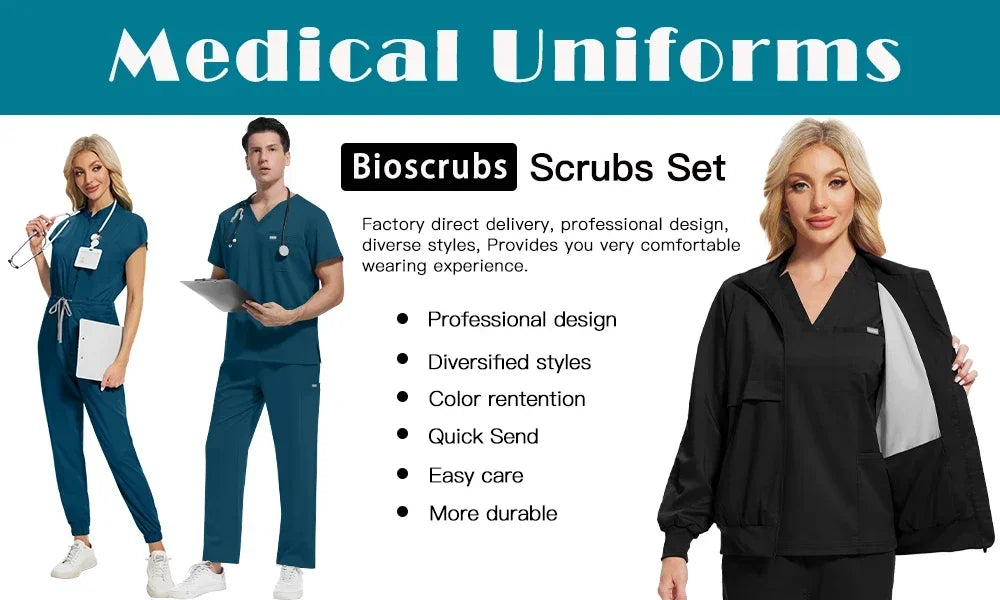 New Hospital Doctor Scrubs Set Nurse Accessories Beauty Spa Pet Workwear Women Medical Surgical Uniform Dental Clinic Clothes
