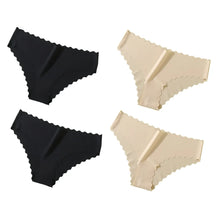 4Pcs/Set Ice Silk Mid-Rise Panties Women's Seamless Briefs Solid No Show Underwear Scalloped Edge Panties Sexy Lingerie XS-XL