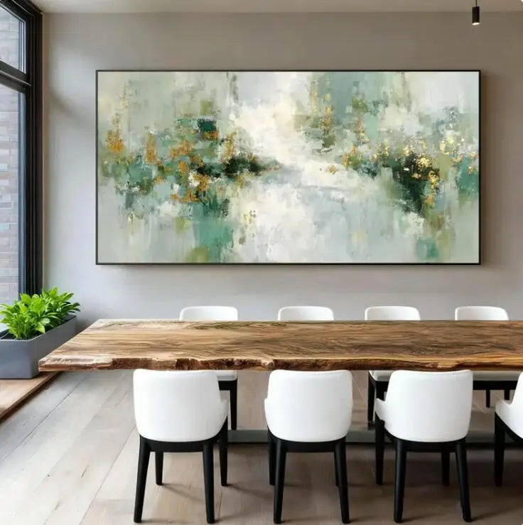 100% Handmade Abstract Oil Painting Original Gold Forest Landscape Wall Art Picture Large Mural For Home Living Room Decor Image