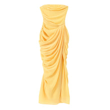 Women Strapless Pleated Long Dress Elegant Solid Split Sleeveless Backless High Waist Slim Fit Maxi Dresses 2026 Lady Party Robe