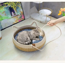 Vine Woven Cat Bed Pet Bed All-weather Comfortable Sleep 35/40cm Cat Bed Circular Cat House Puppy Bed Home Pet Supplies