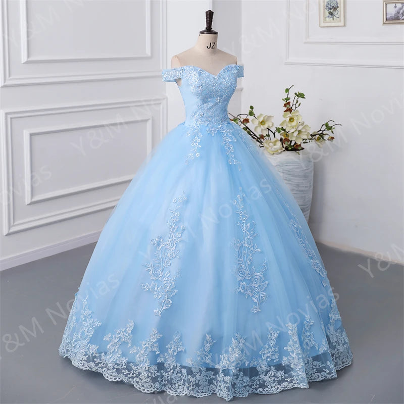 Y&M Novias Off Shoulder Plus Size Vestido De Noiva 2026 New Wedding Dress Train or Floor Customized large Bridal Tulle Mariage