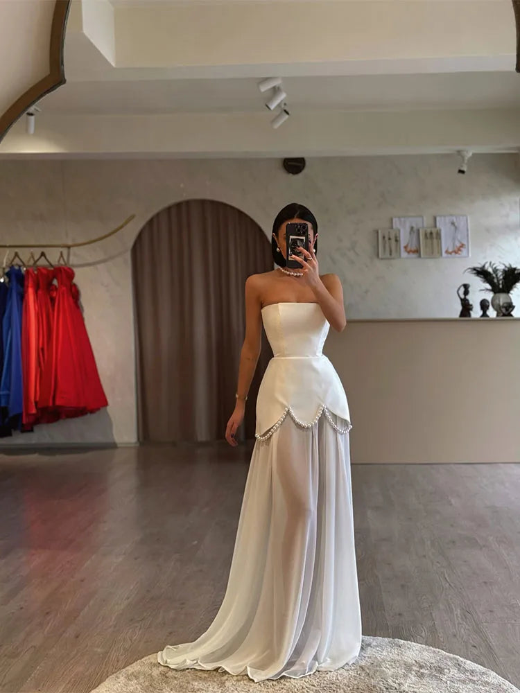 Booma Elegant Wedding Dresses Floor-Lenght Long A-Line Strapless Sleeveless Brides Gown Custom Made 2025