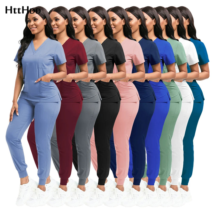 Ensemble d'uniformes médicaux pour femmes, tenue de travail pour institut de beauté, spa, clinique vétérinaire et soins dentaires, uniforme d'infirmier unisexe de haute qualité