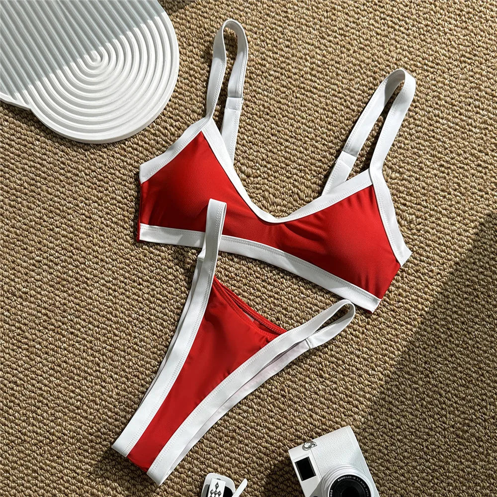Black White Contrast Swimwear Micro Bandeau Bikinis Sets Sexy Swimsuit Women 2026 High Cut Bathing Suit Biquinis Bikini Dames