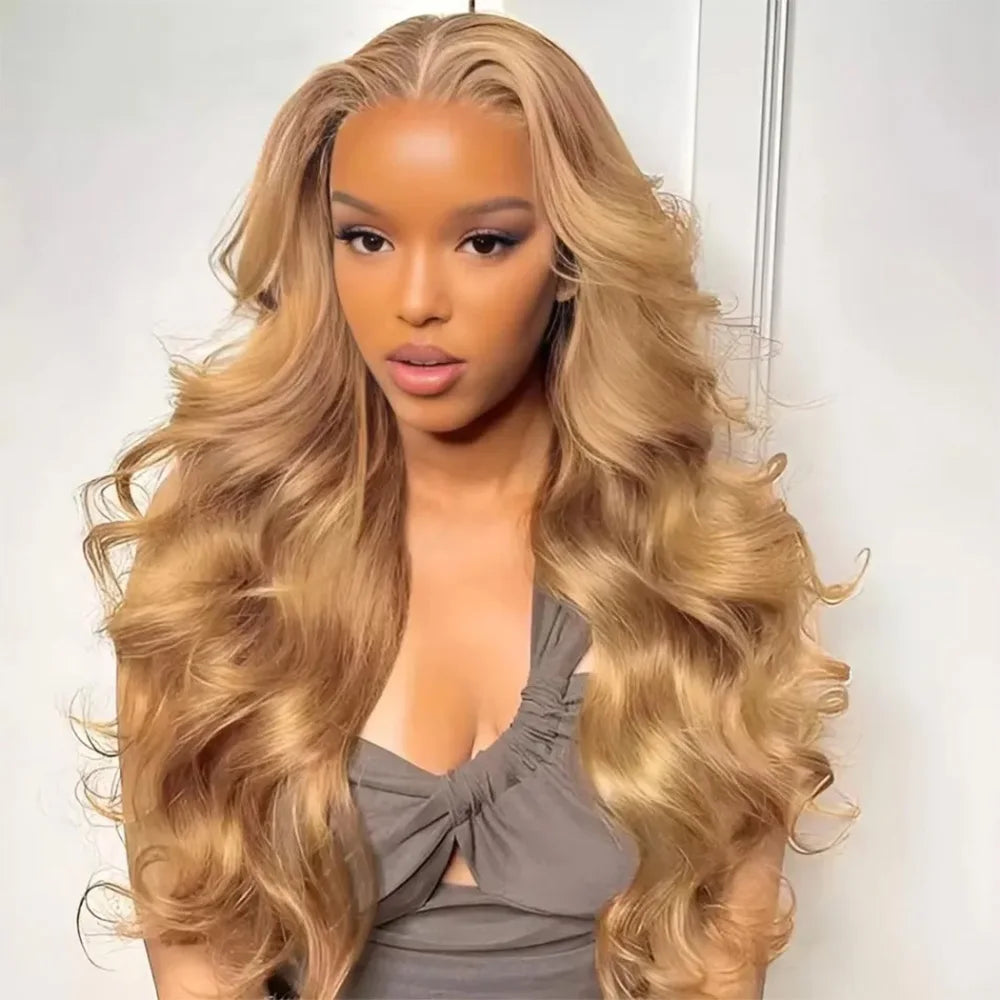 13X6 Hd Lace Frontal Colored Wig Honey Blonde Body Wave Lace Frontal Wig #27 Colored 13X4 Transparen Preplucked Brazilian Wig