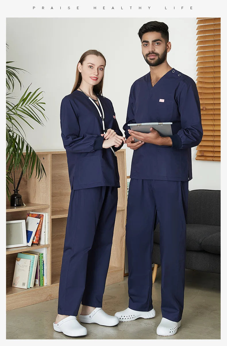 Long Sleeve Medical Uniforms Women Men Scrubs Sets Hospital Surgery Suits Doctors Nurses Accessorires Dental Clinic Work Clothes