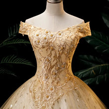 Elegant Womens Luxury Wedding Dress One Collar Puff Skirt