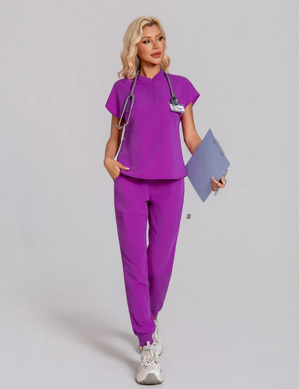 KUNGFU SCRUBS Nurses Uniforms Women Medical Scrubs Set Antibacterial Wrinkle Resistant Shirt Pant Fade Resistant Doctors Clothes