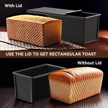 Rectangle Loaf Pan with Lid 1lb Non-Stick Bread Baking Pan Carbon Steel Corrugated Toast Box Toast Mold for Oven Baking Tool