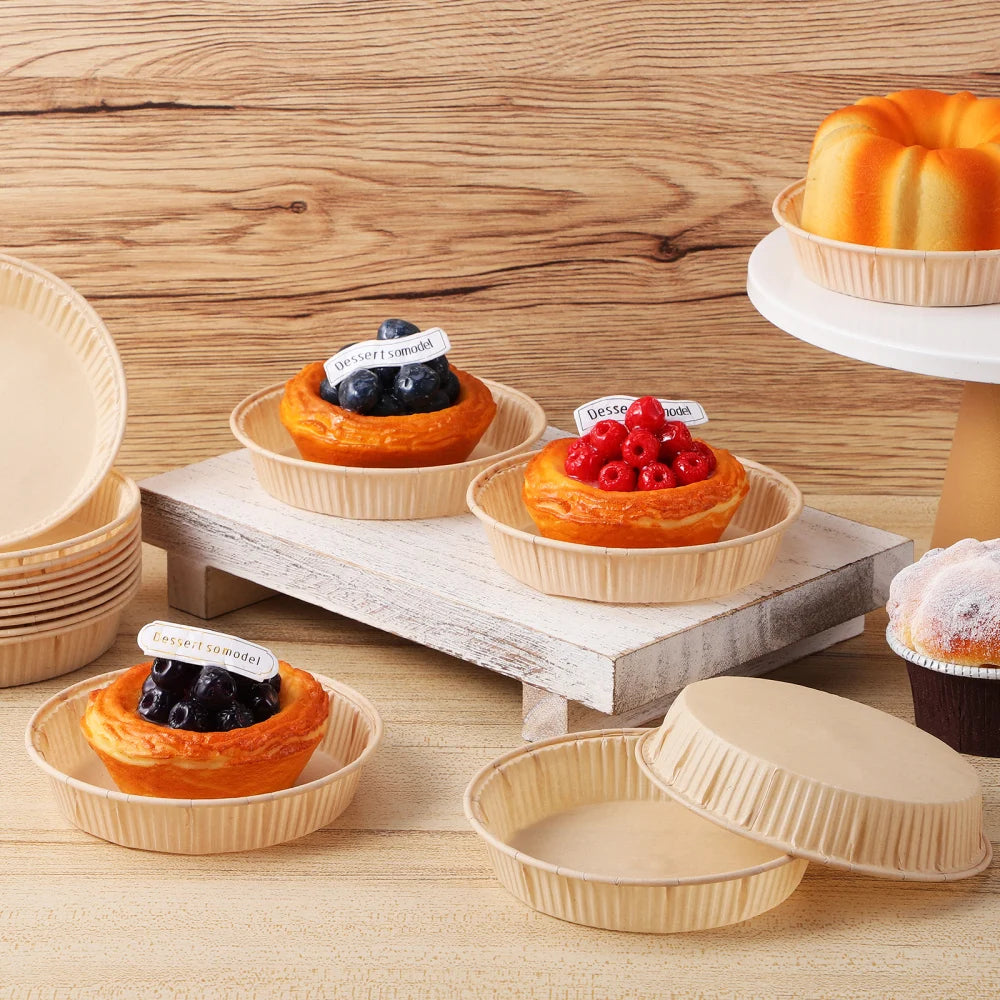100Pcs Mini Tart Pans for Baking Round Bottom Small Pie Baking Pans Oven Microwave Safe Baking Cups home Kitchen Pastry Supplies