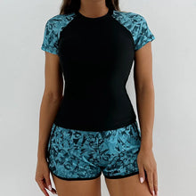 Women's Swimsuit Tankini Set Female Short Sleeve Swimwear 2025 Surfing Sports Pool Beachwear Two-Piece Bathing Suits With Shorts